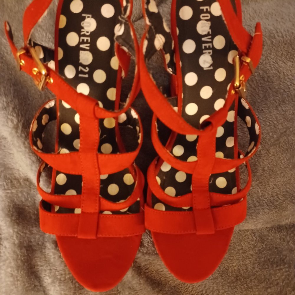 Red Suede  Wedge Heels